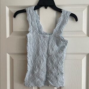Light Blue Textured Sleeveless Women's Top
